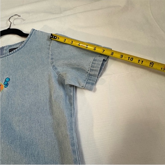 Vintage x Blue J Blue and Yellow Mini Dress Casual Crew Neck Short Sleeve, - Picture 6 of 8